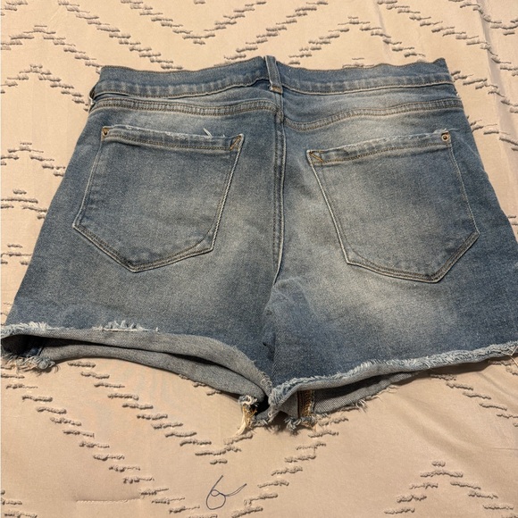 Kensie Women's Distressed Denim Shorts - Blue - Picture 3 of 5